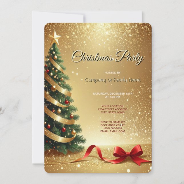Convites Christmas Tree Ribbons Holiday Party Invitation (Frente)