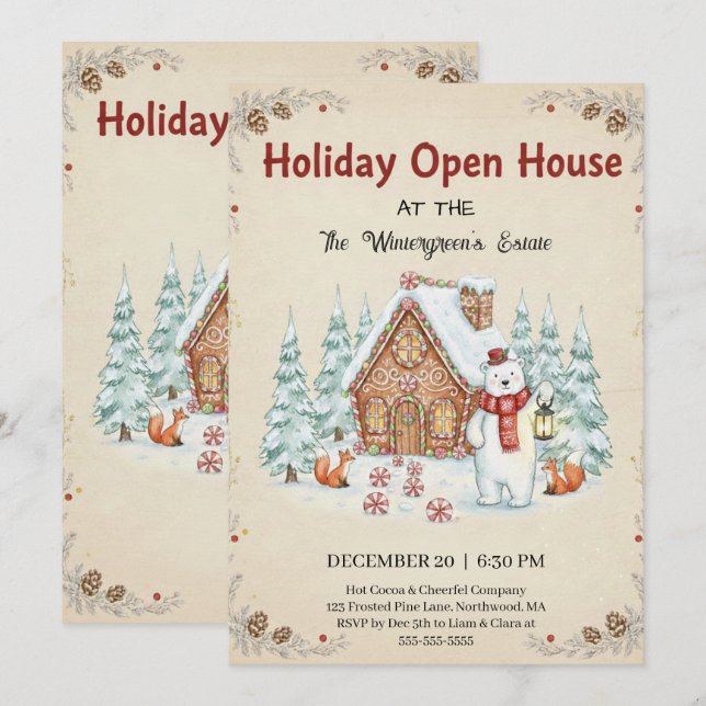 Convites Christmas Tree Snowman Christmas Party Invitation (Frente/Verso)