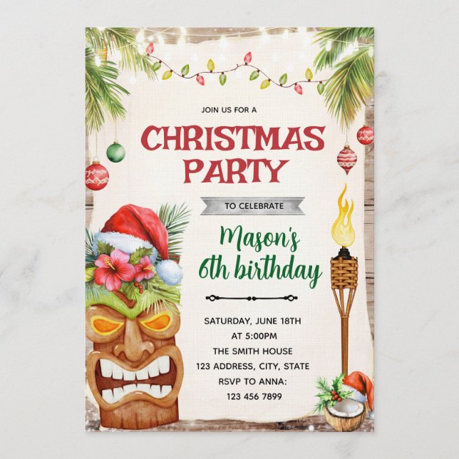 Convites Christmas Tropical  Party invite (Frente)