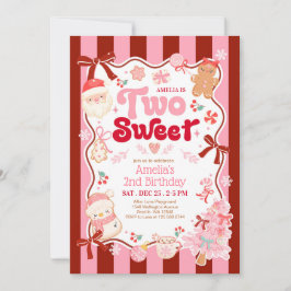 Convites Christmas Two Sweet 2nd Birthday Invitation