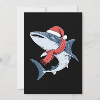 Convites Christmas Whale Shark Santa Hat Scarf Ocean Fish