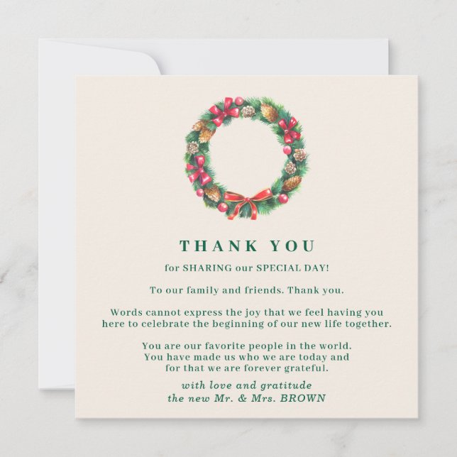 Convites Christmas Winter Forest Elegant Wedding Thank You (Frente)