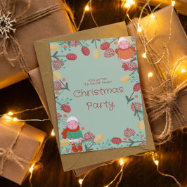 Convites Christmas Winter Lamb Floral Border Illustration