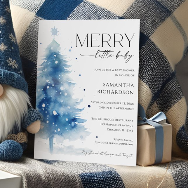 Convites Christmas Winter Merry Little Baby Boy Shower (Criador carregado)
