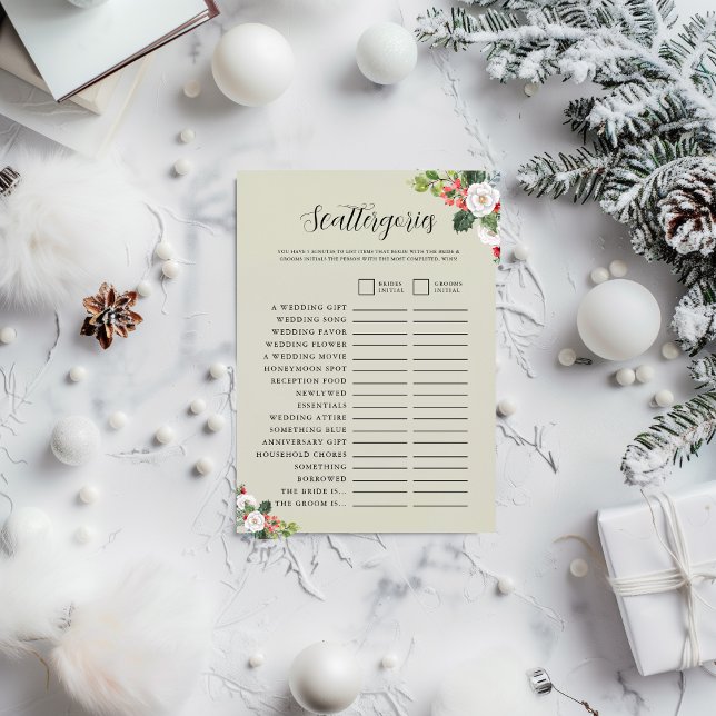 Convites Christmas Winter Scattergories Bridal Shower Game  (Criador carregado)