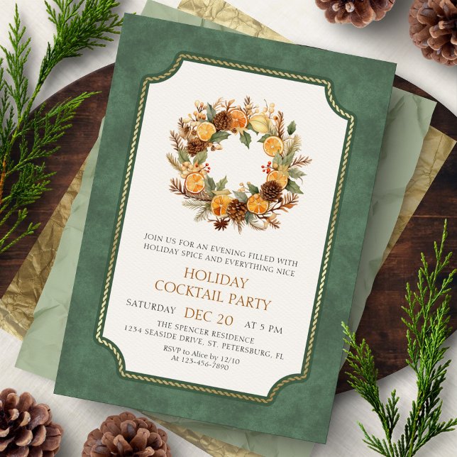 Convites Christmas Wreath Cocktail Party Invitation (Criador carregado)