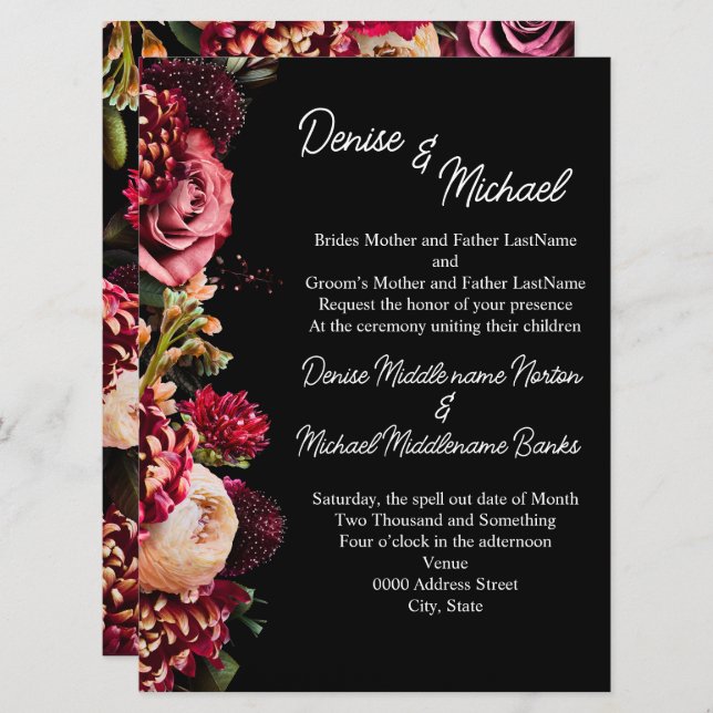 Convites Chrysanthemum na Snow White (Frente/Verso)