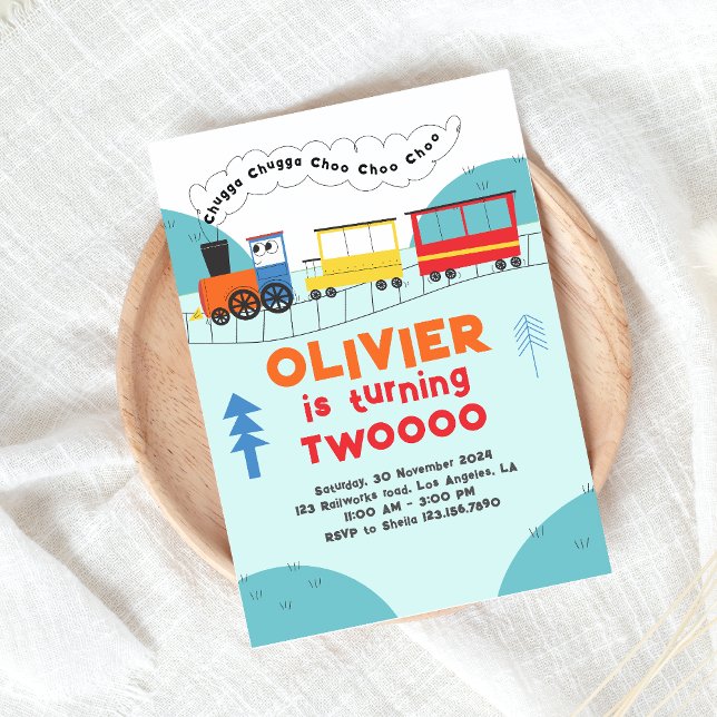 Convites Chugga Chugga Choo Choo Choo Garoto Segundo Aniver (Criador carregado)