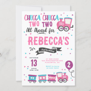 Convites Chugga Chugga Choo choo Girl Train Festa de aniver