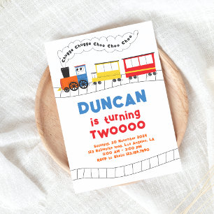 Convites Chugga Chugga Choo Choo Train segundo aniversário