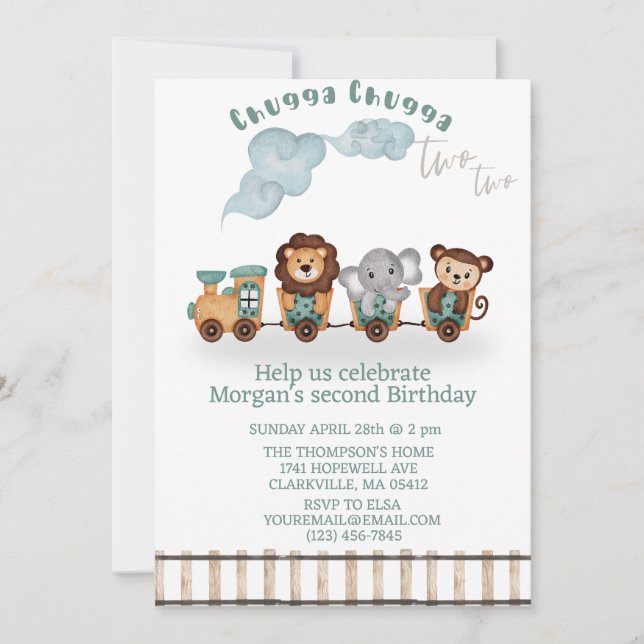 Convites Chugga chugga dois anos de trem (Frente)