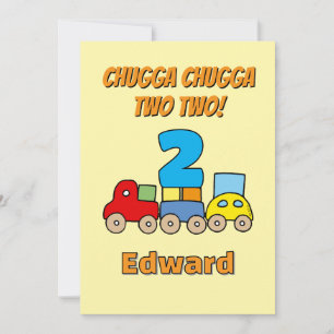 Convites Chugga Chugga Dois Dois Trem de Aniversário de 2 A