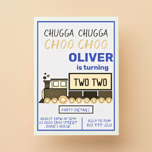 Convites Chugga Chugga Dois segundo aniversário de dois tre