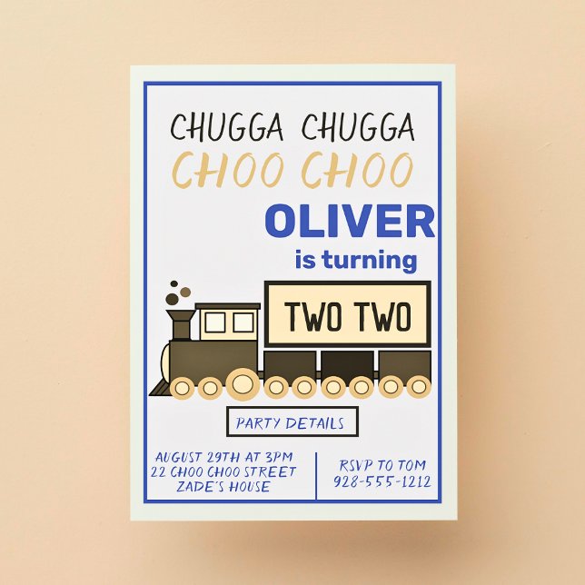 Convites Chugga Chugga Dois segundo aniversário de dois tre (Criador carregado)