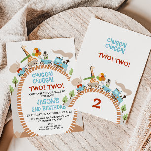 Convites Chugga Chugga Dois segundos aniversários de trem