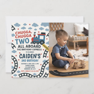 Convites Chugga Chugga Foto de duas Festas de aniversário d