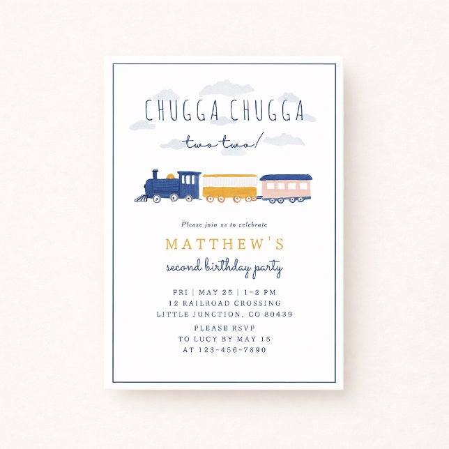 Convites Chugga Chugga Two Two Train Birthday Invitation (Criador carregado)