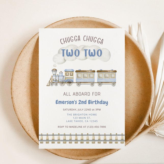 Convites Chugga Chugga Two Two Train Second Birthday Invite (Criador carregado)