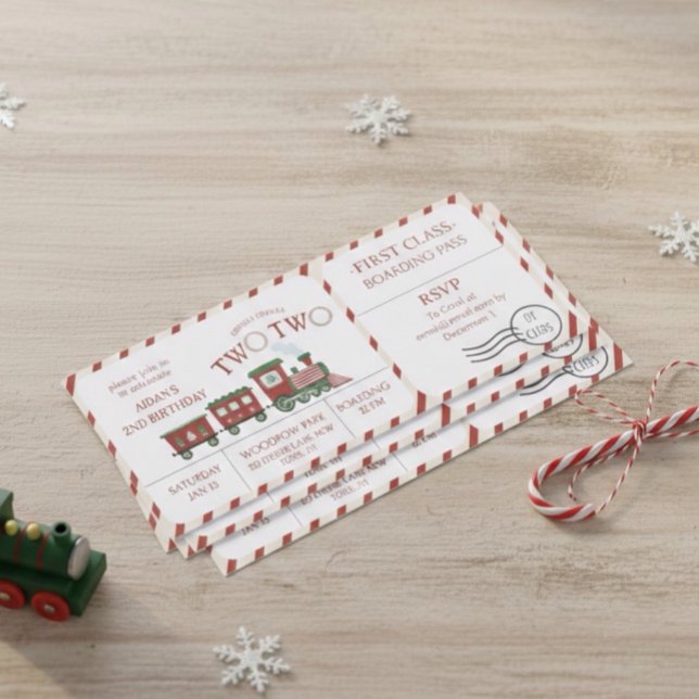 Convites Chugga Two Two Winter Train Ticket Second Birthday (Criador carregado)