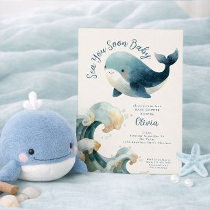 Convites Chupeta de Baleia Marfim do Oceano Você Logo Baby