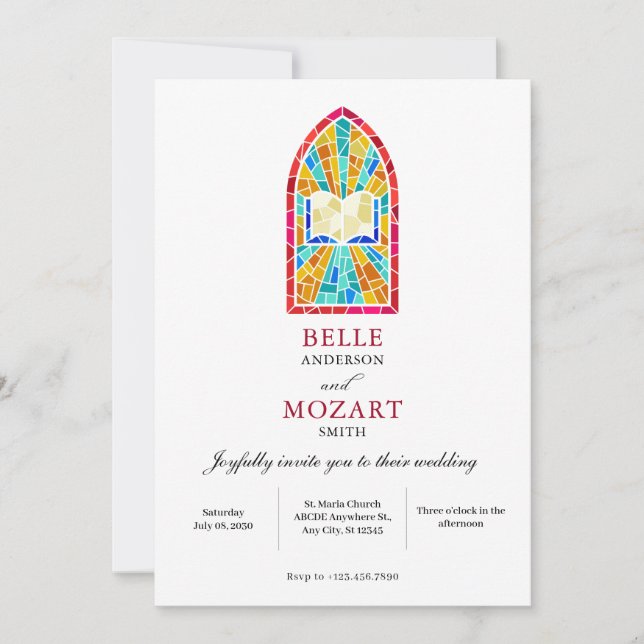 Convites Church Glass com casamento bíblia (Frente)