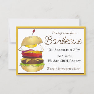Convites Churrasco australiano Barbecue Burger com Comida L