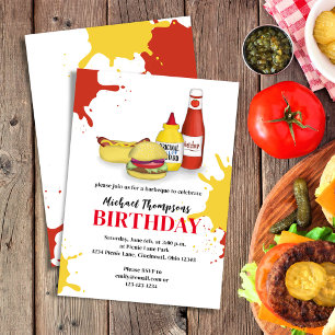 Convites CHURRASCO Birthday Typografia Summer Cookout