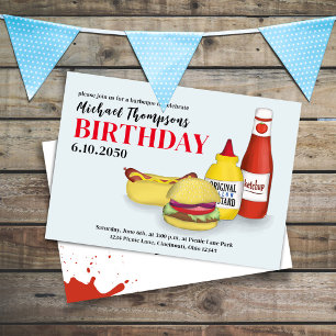 Convites CHURRASCO Birthday Typografia Summer Retro