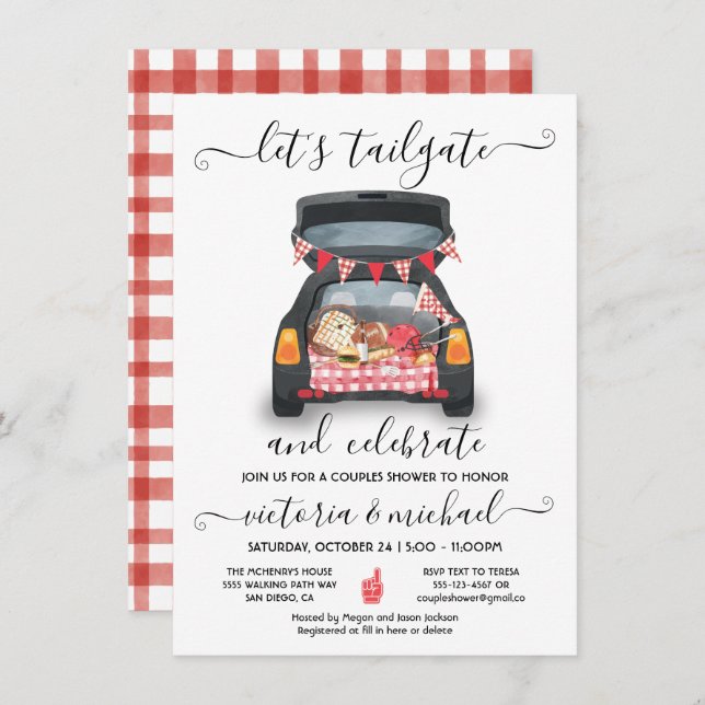 Convites Churrasco Cerveja Futebol de Carro Casal Presente  (Frente/Verso)