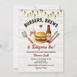 Convites Churrasco, Cervejas e fraldas também Chá de Bebê B
