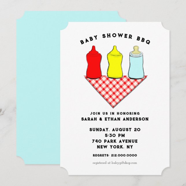 Convites Churrasco Criativo de Baby Shower (Frente/Verso)