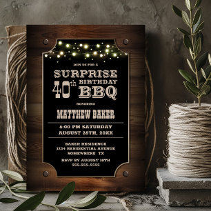 Convites Churrasco de aniversário de 40 anos de Surpresa de