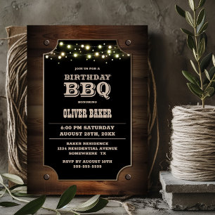 Convites CHURRASCO de Aniversário de Madeira na moda