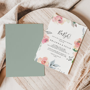 Convites Churrasco de BabyQ Rosa Elegante para Chá de Bebê