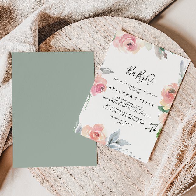 Convites Churrasco de BabyQ Rosa Elegante para Chá de Bebê (Criador carregado)