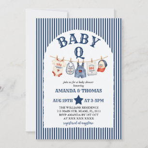 Convites Churrasco de Bebê Burger Baby-Q Blue Boy