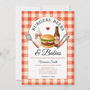 Convites Churrasco de Chá de Bebê Hambúrgueres, Cervejas e 