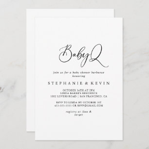 Convites Churrasco de Chá de fraldas BabyQ de Caligrafia Id