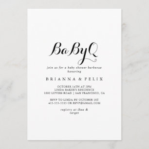 Convites Churrasco de Chá de fraldas BabyQ de Caligrafia Mo