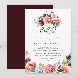 Convites Churrasco de Chá de fraldas de BabyQ Colorida Tro