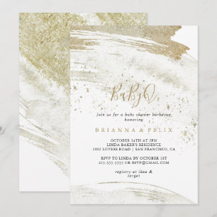 Convites Churrasco de Chá de fraldas de BabyQ minimalista 