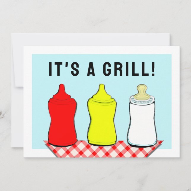 Convites Churrasco de Chá de fraldas de Verão (Frente)