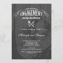 Convites CHURRASCO De Festa de noivado De Madeira Rústica N