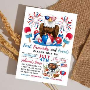Convites Churrasco de Festa na Piscina de 4 de Julho Convit