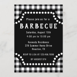 Convites Churrasco De Gingham Preto E Branco