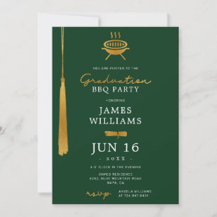 Convites CHURRASCO de Graduação do Tassel Lux Gold Foil G