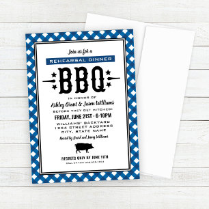 Convites Churrasco de Janto Rustic Blue Gingham