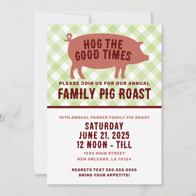Convites Churrasco de Porco Hog the Good Times (Frente)