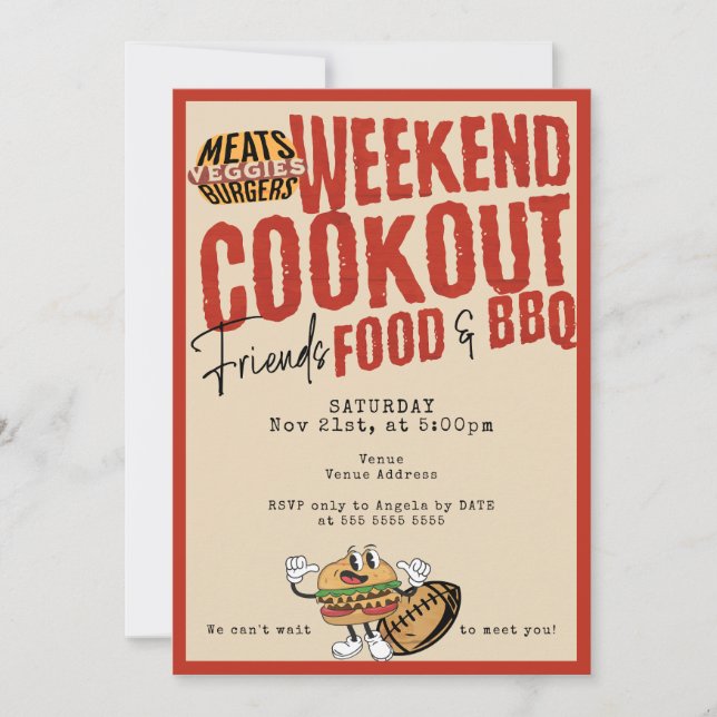 Convites Churrasco de Potluck e Ação de Graças de Futebol (Frente)