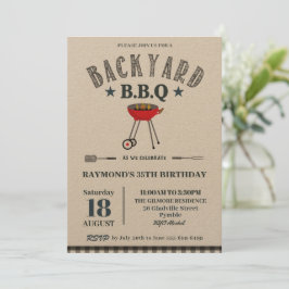 Convites Churrasco de quintal Male Birthday Black Gingham A